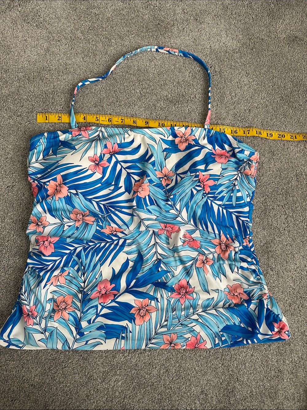 Source Unknown Blue & Pink Tropical Tankini Top